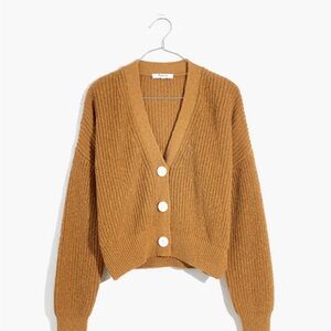 Madewell Greywood Cardigan Sweater Camel Toffee color with Ivory Buttons Size M